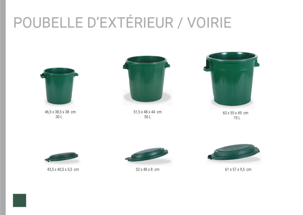 Poubelles d'extérieur - voirie  Poubelle d'immeuble avec couvercle - 80 L