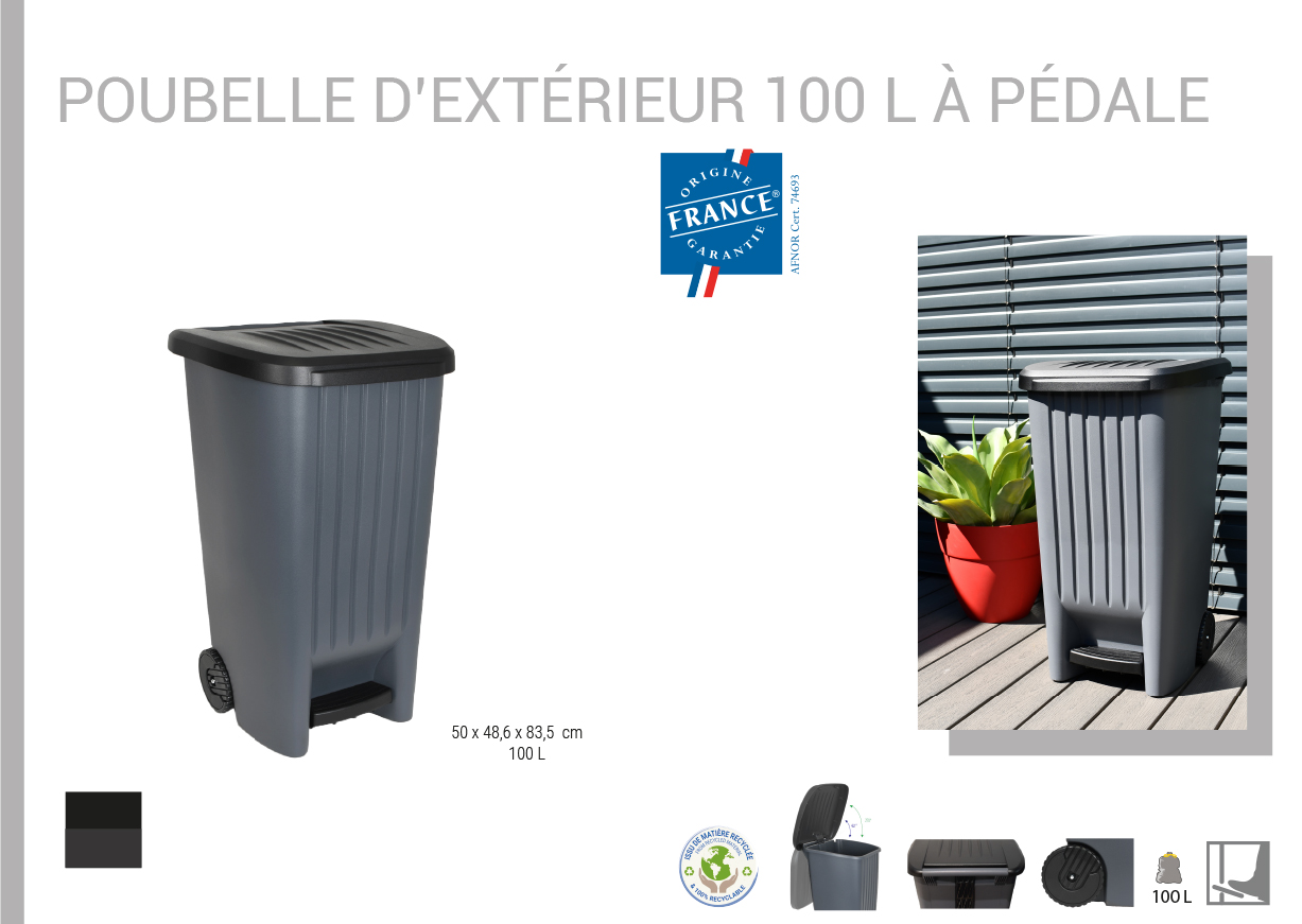 Poubelle d'extérieur 100L